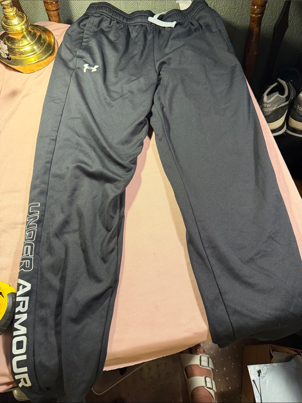 Under Armour Black Kids Sweatpants with Side Branding